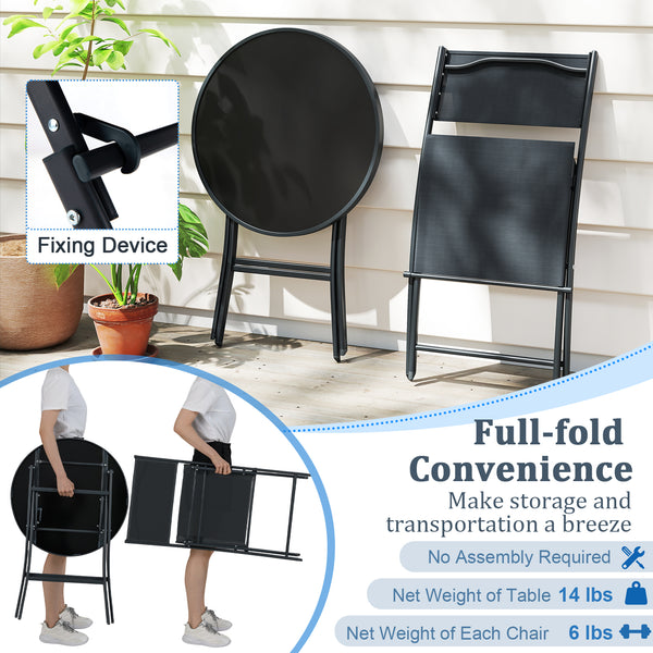 Comfortable and refreshing experience with breathable fabric<br>Fade-resistant for long-lasting elegance<br>105Â° ergonomic backrests for hours of seating without fatigue<br>Portable full-fold design for space saving<br>Tempered glass tabletop for reliabl