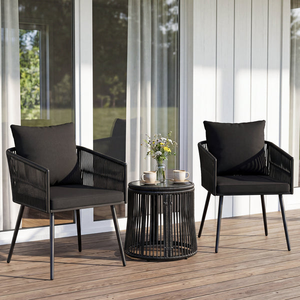 Hand-wrapped PE rattan offers stylish and sun-resistant outdoor durability<br>Soft seat and back cushions provide enhanced everyday seating comfort<br>Zippered cushion covers for easy maintenance<br>Ergonomic backrest design promotes better posture during