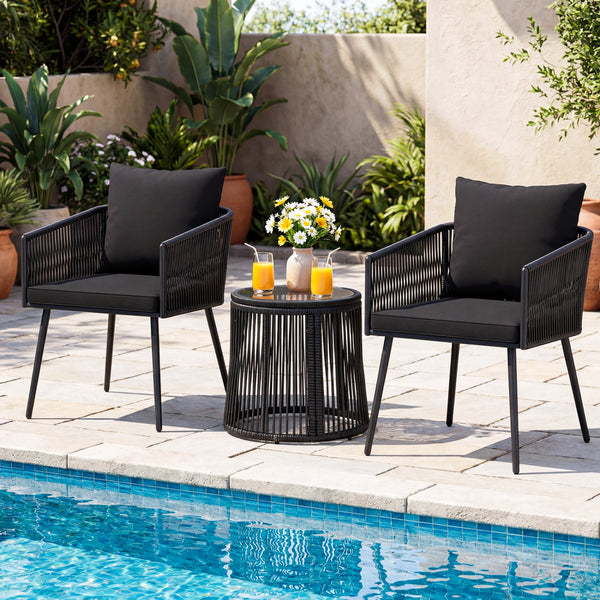 Hand-wrapped PE rattan offers stylish and sun-resistant outdoor durability<br>Soft seat and back cushions provide enhanced everyday seating comfort<br>Zippered cushion covers for easy maintenance<br>Ergonomic backrest design promotes better posture during