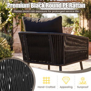 Hand-wrapped PE rattan offers stylish and sun-resistant outdoor durability<br>Soft seat and back cushions provide enhanced everyday seating comfort<br>Zippered cushion covers for easy maintenance<br>Ergonomic backrest design promotes better posture during