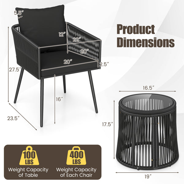 Hand-wrapped PE rattan offers stylish and sun-resistant outdoor durability<br>Soft seat and back cushions provide enhanced everyday seating comfort<br>Zippered cushion covers for easy maintenance<br>Ergonomic backrest design promotes better posture during