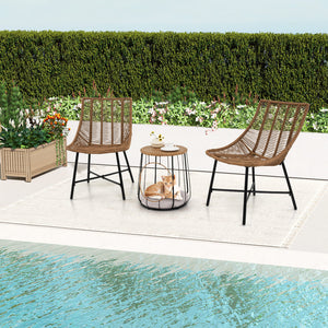 With a versatile side table for storage or pet relaxing<br>Rattan woven seat and tabletop for more elegance<br>Ergonomic and breathable seat offers coziness to you<br>Removable round cushion makes the pet more relaxed<br>Fixing ties of cushion keep it fir