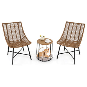 With a versatile side table for storage or pet relaxing<br>Rattan woven seat and tabletop for more elegance<br>Ergonomic and breathable seat offers coziness to you<br>Removable round cushion makes the pet more relaxed<br>Fixing ties of cushion keep it fir