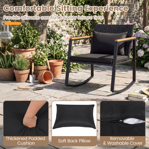 Smooth rocking mechanism with stable and slight motion for cozy relaxation<br>Anti-slip strips and adjustable feet ensuring balanced and secure rocking<br>Thickened padded cushion and soft back pillow for ultimate comfort<br>Removable and washable cover w