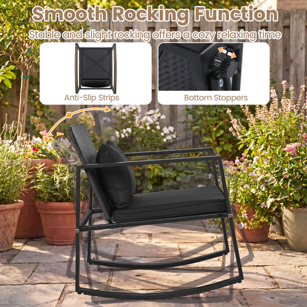 Smooth rocking mechanism with stable and slight motion for cozy relaxation<br>Anti-slip strips and adjustable feet ensuring balanced and secure rocking<br>Thickened padded cushion and soft back pillow for ultimate comfort<br>Removable and washable cover w