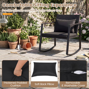 Smooth rocking mechanism with stable and slight motion for cozy relaxation<br>Anti-slip strips and adjustable feet ensuring balanced and secure rocking<br>Thickened padded cushion and soft back pillow for ultimate comfort<br>Removable and washable cover w