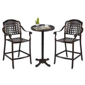 Robust cast aluminum frame for prolonged use<br>Withstand the test of time with rustproof feature<br>Hallowed backrests and tabletop for a vintage touch<br>Inclined backrests and contoured seat for perfect body support<br>Optimal arm relaxation with curve
