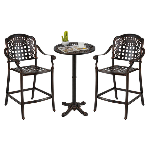 Robust cast aluminum frame for prolonged use<br>Withstand the test of time with rustproof feature<br>Hallowed backrests and tabletop for a vintage touch<br>Inclined backrests and contoured seat for perfect body support<br>Optimal arm relaxation with curve