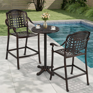 Robust cast aluminum frame for prolonged use<br>Withstand the test of time with rustproof feature<br>Hallowed backrests and tabletop for a vintage touch<br>Inclined backrests and contoured seat for perfect body support<br>Optimal arm relaxation with curve