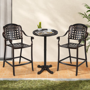 Robust cast aluminum frame for prolonged use<br>Withstand the test of time with rustproof feature<br>Hallowed backrests and tabletop for a vintage touch<br>Inclined backrests and contoured seat for perfect body support<br>Optimal arm relaxation with curve
