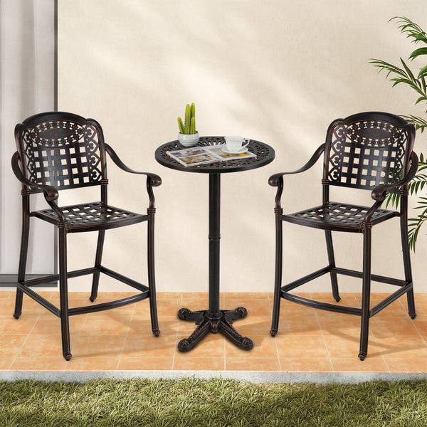 Robust cast aluminum frame for prolonged use<br>Withstand the test of time with rustproof feature<br>Hallowed backrests and tabletop for a vintage touch<br>Inclined backrests and contoured seat for perfect body support<br>Optimal arm relaxation with curve