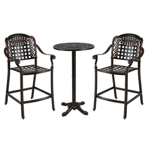 Robust cast aluminum frame for prolonged use<br>Withstand the test of time with rustproof feature<br>Hallowed backrests and tabletop for a vintage touch<br>Inclined backrests and contoured seat for perfect body support<br>Optimal arm relaxation with curve