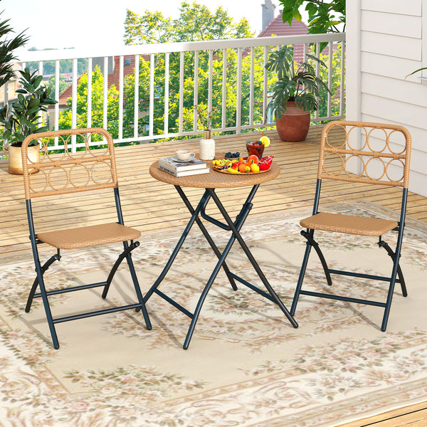 Handwoven rattan ensures sun-resistant and appealing surfaces<br>Folding design for easy storage and convenient portability<br>Robust frame delivers strong  long-lasting support<br>X-shaped support provides enhanced stability and strength<br>Each chair wi