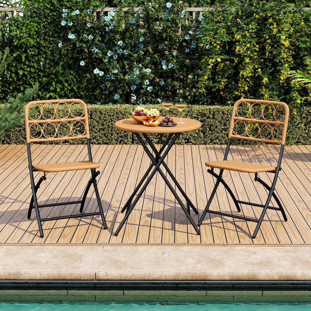 Handwoven rattan ensures sun-resistant and appealing surfaces<br>Folding design for easy storage and convenient portability<br>Robust frame delivers strong  long-lasting support<br>X-shaped support provides enhanced stability and strength<br>Each chair wi