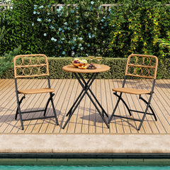 Handwoven rattan ensures sun-resistant and appealing surfaces<br>Folding design for easy storage and convenient portability<br>Robust frame delivers strong  long-lasting support<br>X-shaped support provides enhanced stability and strength<br>Each chair wi