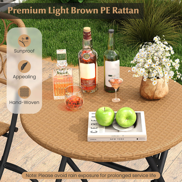 Handwoven rattan ensures sun-resistant and appealing surfaces<br>Folding design for easy storage and convenient portability<br>Robust frame delivers strong  long-lasting support<br>X-shaped support provides enhanced stability and strength<br>Each chair wi