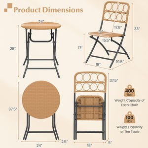 Handwoven rattan ensures sun-resistant and appealing surfaces<br>Folding design for easy storage and convenient portability<br>Robust frame delivers strong  long-lasting support<br>X-shaped support provides enhanced stability and strength<br>Each chair wi