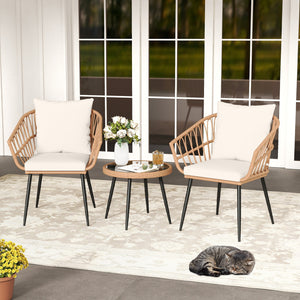 Hand-woven PE rattan ensures durability and lasting charm<br>Soft cushions for added comfort with high-density filling<br>Zippered cushion covers allow easy removal and cleaning<br>Tempered glass top for easy access to outdoor necessities<br>Suction cups 