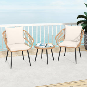 Hand-woven PE rattan ensures durability and lasting charm<br>Soft cushions for added comfort with high-density filling<br>Zippered cushion covers allow easy removal and cleaning<br>Tempered glass top for easy access to outdoor necessities<br>Suction cups 