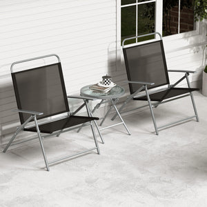 22.5" wide seat with comfortable armrests for optimal coziness<br>Durable and cozy seat fabric is ideal for outdoor use<br>Reinforced metal frame for high stability<br>Fixing buckles keep the 3 pieces expanded<br>Anti-slip footpads protect the ground from