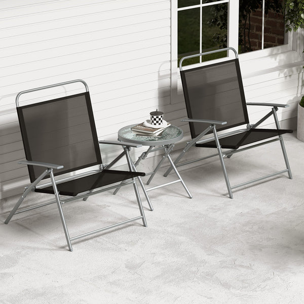 22.5" wide seat with comfortable armrests for optimal coziness<br>Durable and cozy seat fabric is ideal for outdoor use<br>Reinforced metal frame for high stability<br>Fixing buckles keep the 3 pieces expanded<br>Anti-slip footpads protect the ground from
