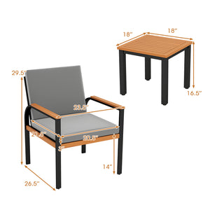Solid acacia wood tabletop for prolonged service life<br>Slatted tabletop for ventilation and low maintenance<br>Detachable cushion covers for easy cleaning<br>Soft touch with premium fabric and high-density sponge<br>Provide ergonomic body support with i