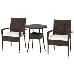 Sun-proof and anti-fading PE rattan provides long-term beauty<br>Soft cushions with resilient sponge and sturdy fixing ties for comfort<br>Convenient zippers make it easy to detach and wash cushion covers<br>Tempered glass tabletop for elegance and easy a