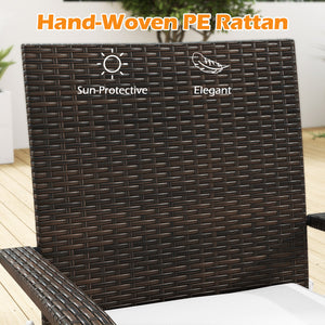 Sun-proof and anti-fading PE rattan provides long-term beauty<br>Soft cushions with resilient sponge and sturdy fixing ties for comfort<br>Convenient zippers make it easy to detach and wash cushion covers<br>Tempered glass tabletop for elegance and easy a