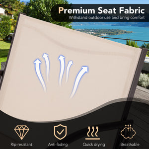 Extra-wide seat with ergonomic curve provides utmost comfort for you<br>Combination of metal and aluminum for high-level stability<br>Each seat can withstand 400 lbs<br>Seat fabric is breathable and quick-drying  perfect for outdoor use<br>Comes with an a