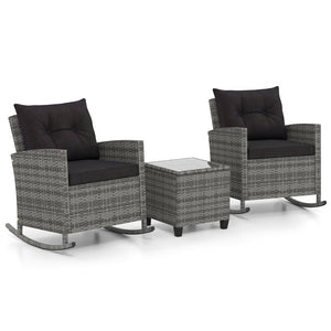 Non-slip base with stopper for sturdy rocking motion<br>Well-woven mix brown PE rattan for durability and elegant<br>Heavy-duty metal frame for strong support<br>Ergonomic backrest and curved armrests make you relaxed<br>Soft seat and back cushion offer m