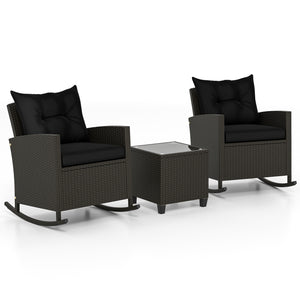 Non-slip base with stopper for sturdy rocking motion<br>Well-woven mix brown PE rattan for durability and elegant<br>Heavy-duty metal frame for strong support<br>Ergonomic backrest and curved armrests make you relaxed<br>Soft seat and back cushion offer m