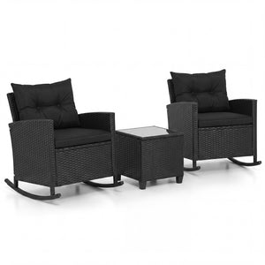 Non-slip base with stopper for sturdy rocking motion<br>Well-woven mix brown PE rattan for durability and elegant<br>Heavy-duty metal frame for strong support<br>Ergonomic backrest and curved armrests make you relaxed<br>Soft seat and back cushion offer m