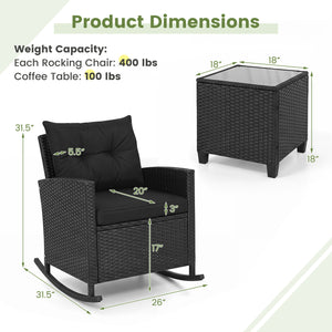Non-slip base with stopper for sturdy rocking motion<br>Well-woven mix brown PE rattan for durability and elegant<br>Heavy-duty metal frame for strong support<br>Ergonomic backrest and curved armrests make you relaxed<br>Soft seat and back cushion offer m