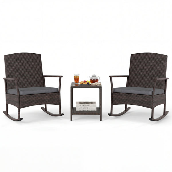 Stable rocking base with bottom stoppers and anti-slip pads<br>Wide seat and high backrest for better relaxation<br>Seat cushion with elastic fillings for extra comfort<br>Fixing ropes to keep cushions in place<br>Functional zippers for easy removal and w