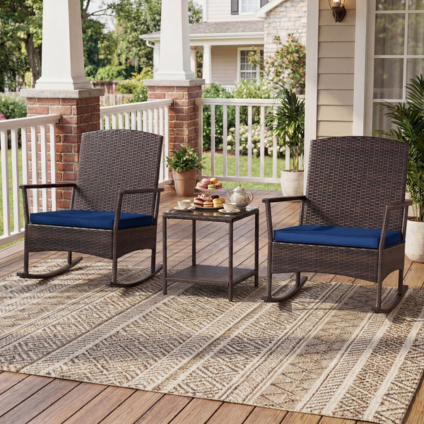 Stable rocking base with bottom stoppers and anti-slip pads<br>Wide seat and high backrest for better relaxation<br>Seat cushion with elastic fillings for extra comfort<br>Fixing ropes to keep cushions in place<br>Functional zippers for easy removal and w