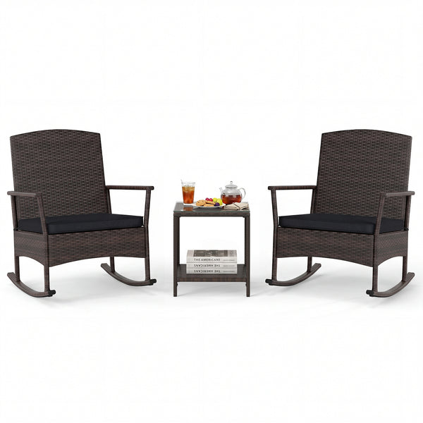 Stable rocking base with bottom stoppers and anti-slip pads<br>Wide seat and high backrest for better relaxation<br>Seat cushion with elastic fillings for extra comfort<br>Fixing ropes to keep cushions in place<br>Functional zippers for easy removal and w