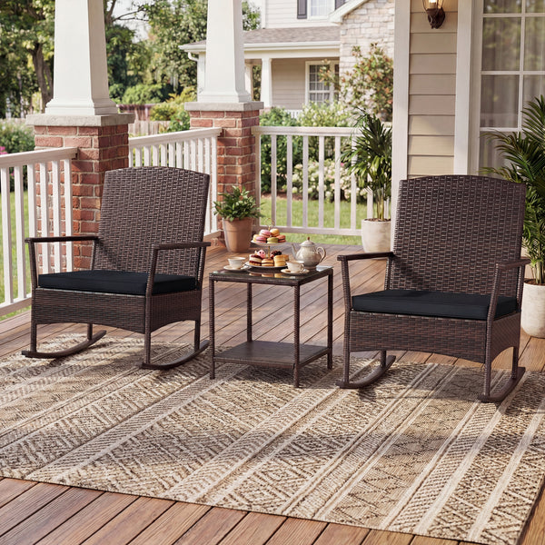 Stable rocking base with bottom stoppers and anti-slip pads<br>Wide seat and high backrest for better relaxation<br>Seat cushion with elastic fillings for extra comfort<br>Fixing ropes to keep cushions in place<br>Functional zippers for easy removal and w