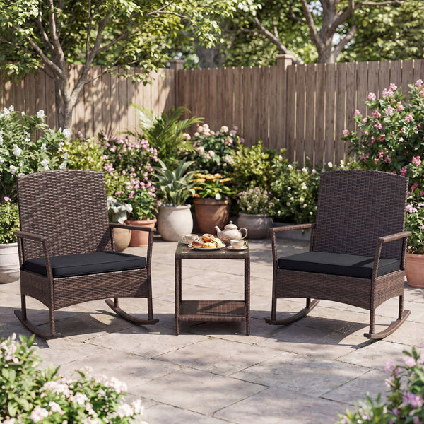 Stable rocking base with bottom stoppers and anti-slip pads<br>Wide seat and high backrest for better relaxation<br>Seat cushion with elastic fillings for extra comfort<br>Fixing ropes to keep cushions in place<br>Functional zippers for easy removal and w