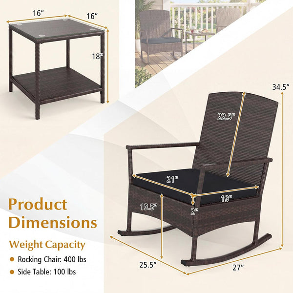 Stable rocking base with bottom stoppers and anti-slip pads<br>Wide seat and high backrest for better relaxation<br>Seat cushion with elastic fillings for extra comfort<br>Fixing ropes to keep cushions in place<br>Functional zippers for easy removal and w
