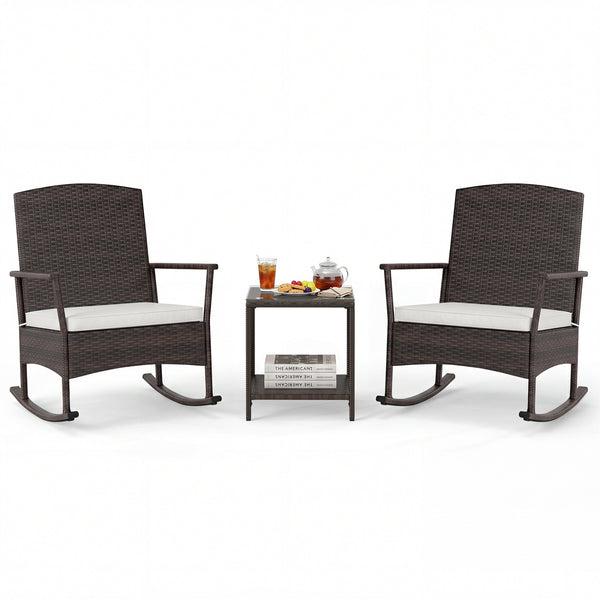 Stable rocking base with bottom stoppers and anti-slip pads<br>Wide seat and high backrest for better relaxation<br>Seat cushion with elastic fillings for extra comfort<br>Fixing ropes to keep cushions in place<br>Functional zippers for easy removal and w
