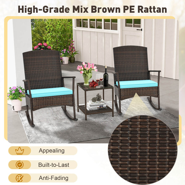 Stable rocking base with bottom stoppers and anti-slip pads<br>Wide seat and high backrest for better relaxation<br>Seat cushion with elastic fillings for extra comfort<br>Fixing ropes to keep cushions in place<br>Functional zippers for easy removal and w