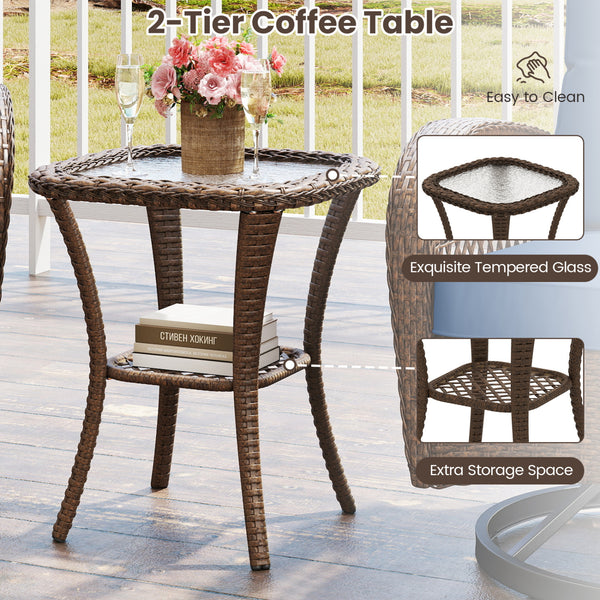 360Â° swiveling and smooth gliding make you fully relaxed<br>Crafted with well-woven rattan for long-lasting elegance<br>Soft seat and back cushions add more comfort<br>Zippers of seat cushions for easy cleaning<br>Tufted back cushions for more beauty<br>