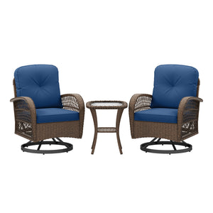360Â° swiveling and smooth gliding make you fully relaxed<br>Crafted with well-woven rattan for long-lasting elegance<br>Soft seat and back cushions add more comfort<br>Zippers of seat cushions for easy cleaning<br>Tufted back cushions for more beauty<br>