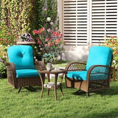 360Â° swiveling and smooth gliding make you fully relaxed<br>Crafted with well-woven rattan for long-lasting elegance<br>Soft seat and back cushions add more comfort<br>Zippers of seat cushions for easy cleaning<br>Tufted back cushions for more beauty<br>