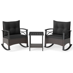 Gentle rocking motion will provide you with more relaxation<br>Safe to rock thanks to anti-slip strips and anti-rollover stoppers<br>Hand-woven mix brown PE rattan combines durability with beauty<br>Soft back & seat cushions filled with high-elastic spong