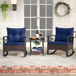 Gentle rocking motion will provide you with more relaxation<br>Safe to rock thanks to anti-slip strips and anti-rollover stoppers<br>Hand-woven mix brown PE rattan combines durability with beauty<br>Soft back & seat cushions filled with high-elastic spong