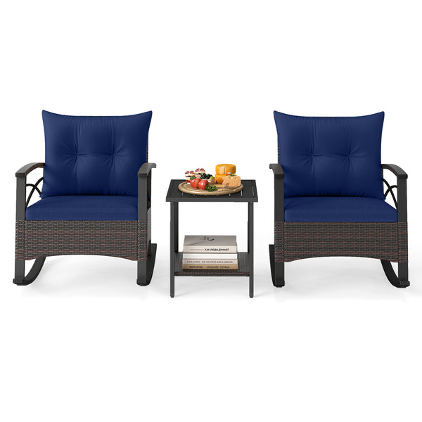 Gentle rocking motion will provide you with more relaxation<br>Safe to rock thanks to anti-slip strips and anti-rollover stoppers<br>Hand-woven mix brown PE rattan combines durability with beauty<br>Soft back & seat cushions filled with high-elastic spong