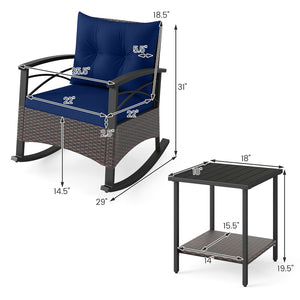 Gentle rocking motion will provide you with more relaxation<br>Safe to rock thanks to anti-slip strips and anti-rollover stoppers<br>Hand-woven mix brown PE rattan combines durability with beauty<br>Soft back & seat cushions filled with high-elastic spong