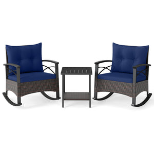 Gentle rocking motion will provide you with more relaxation<br>Safe to rock thanks to anti-slip strips and anti-rollover stoppers<br>Hand-woven mix brown PE rattan combines durability with beauty<br>Soft back & seat cushions filled with high-elastic spong