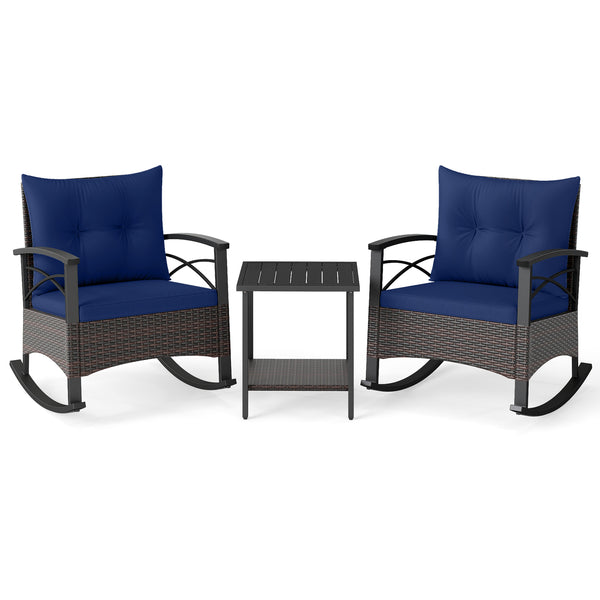 Gentle rocking motion will provide you with more relaxation<br>Safe to rock thanks to anti-slip strips and anti-rollover stoppers<br>Hand-woven mix brown PE rattan combines durability with beauty<br>Soft back & seat cushions filled with high-elastic spong